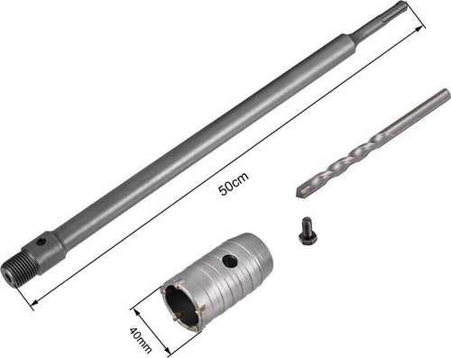 Fresa-Per-Muro-A-Tazza-40-Mm-Asta-Prolunga-50-Cm-Per-Trapano-Attacco-Sds-Plus-Tools