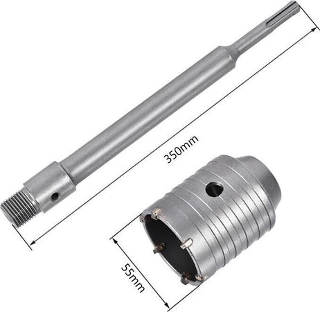 Fresa-Per-Muro-A-Tazza-55-Mm-Asta-Prolunga-35-Cm-Attacco-Trapano-Sds-Plus-Tools