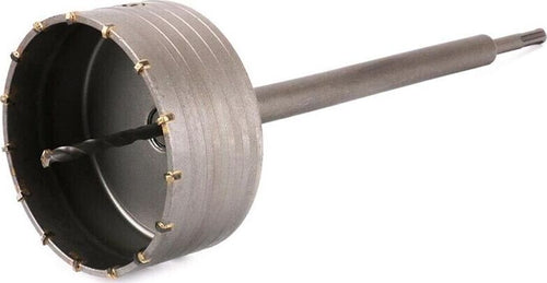 Fresa-Per-Muro-A-Tazza-Corona-125-Mm-Asta-35-Cm-Per-Trapano-Attacco-Sds-Plus-Tools