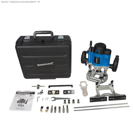 Fresatrice Pantografo lavoro legno Silverline 2050W 1/2" 1/4"  8-10-12mm Silverline
