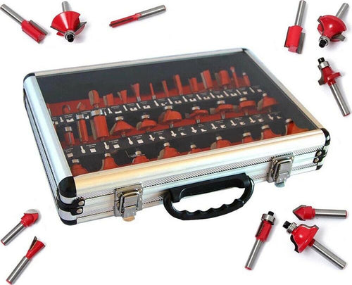 Frese-Legno-Gambo-8-Mm-X-Pantografo-Cornici-Set-Kit-35-Fresa-In-Valigetta-Tools