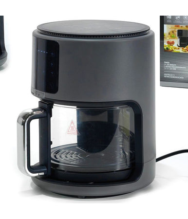 Friggitrice Ad Aria Con Cestello Trasparente In Vetro 1300w 4lt Display Led 200°