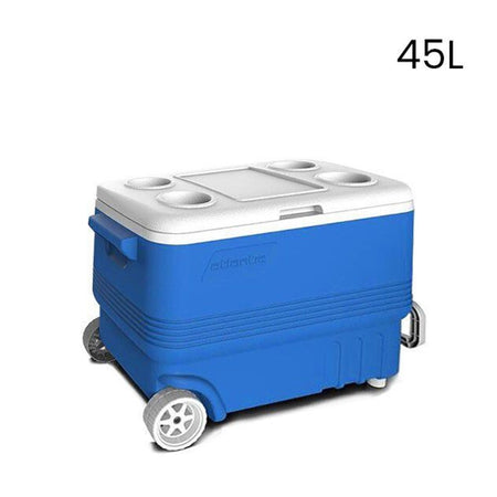Frigo Passivo Box Refrigerato Con Ruote Vassoio Portabicchieri Coperchio 45lt Blu 286505