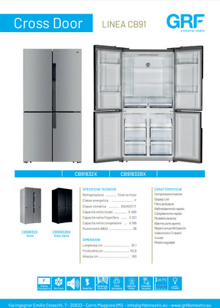 Frigorifero Americano Side by Side No Frost GRF 436 Litri F Inox CB91832X
