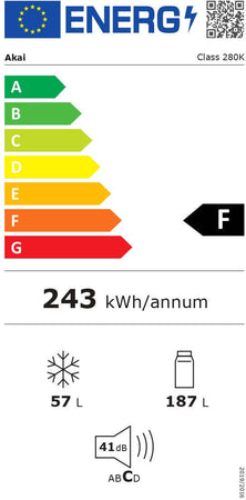 Frigorifero Doppia Porta Retro' Vintage Anni 50 AKAI CLASS280KCR cm cl. F Crema
