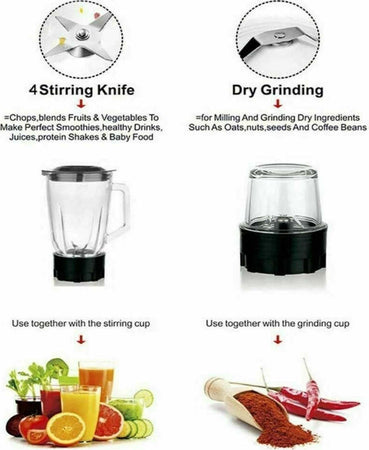 Frullatore 2 In 1 Pulse Lama Acciaio 1000w Brocca Vetro 1,5lt + 1 Piccola Q-fr60 Casa e cucina/Elettrodomestici per la cucina/Robot da cucina frullatori e impastatrici/Frullatori/Frullatori da tavolo Trade Shop italia - Napoli, Commerciovirtuoso.it