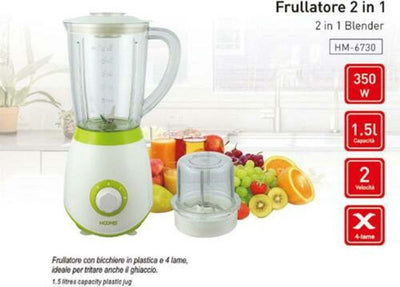 Frullatore 2in1 Tritatutto Frutta Frullati Frappe 1,5lt 350 Watt Hoomei Hm-6730 Casa, arredamento e bricolage > Elettrodomestici > Frullatori Trade Shop italia - Napoli, Commerciovirtuoso.it