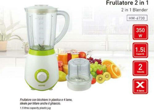 Frullatore 2in1 Tritatutto Frutta Frullati Frappe 1,5lt 350 Watt Hoomei Hm-6730 Casa, arredamento e bricolage > Elettrodomestici > Frullatori Trade Shop italia - Napoli, Commerciovirtuoso.it