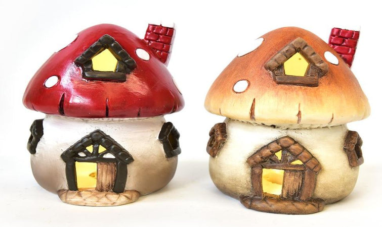 Funghetto in terracotta con luci uso interno per decorazioni natalizie