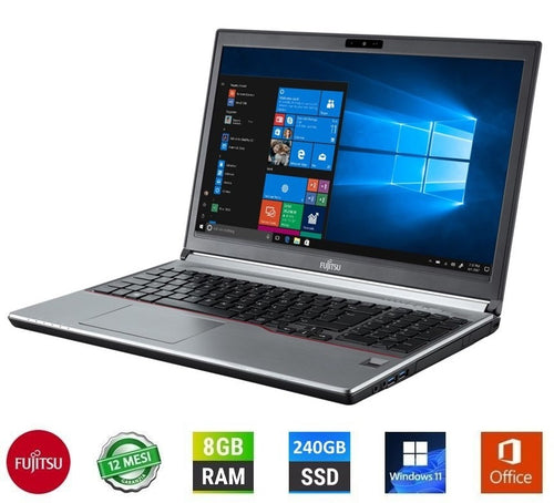 Notebook Fujitsu Lifebook E756 Intel Core i5-6300U 15.6 Pollici 8/240GB Lettore Masterizzatore DVD Ricondizionato