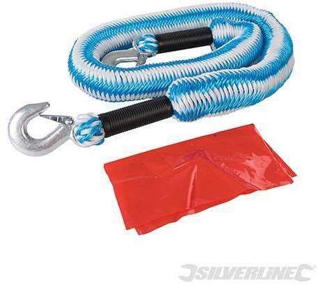 Fune corda da traino 2t elasticizzata Silverline 1,75 - 4 m con ganci fucinati