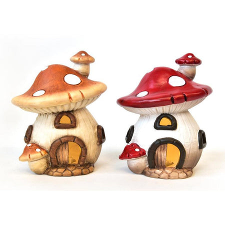 Funghetto in terracotta con luci uso interno per decorazioni natalizie