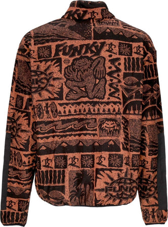FUNKY-Felpa-Collo-Alto-Uomo-Tribe-Full-Zipper-Fleece-Rust-da-uomo