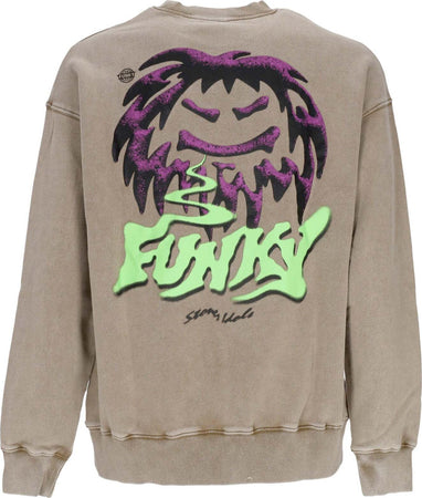 FUNKY-Felpa-Leggera-Girocollo-Uomo-Stoner-Idols-Crewneck-Washed-Sand-da-uomo