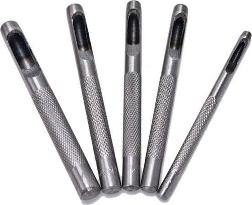 Fustelle-In-Acciaio-Set-5-Pz-Per-Cuoio-Lamiere-Stoffa-Plastica-Legno-Punzoni