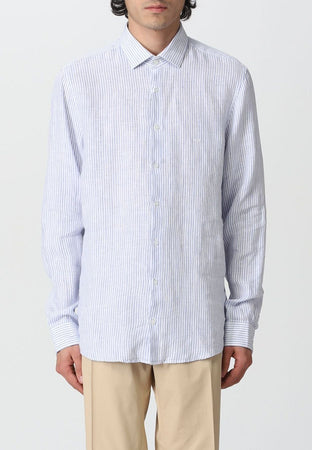 calvin klein CAMICIA LINEN STRIPE SLIM SHIRT da uomo