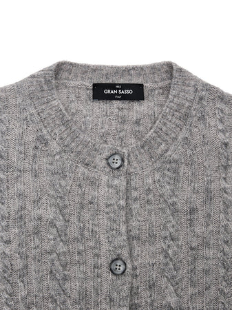 Gran Sasso Cardigan con Lavorazione Trecce in Grigio da donna