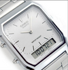 Orologio Casio unisex per uomo e per donna, AQ-230A-7D, quadrante bianco doppio orario analogico e digitale
