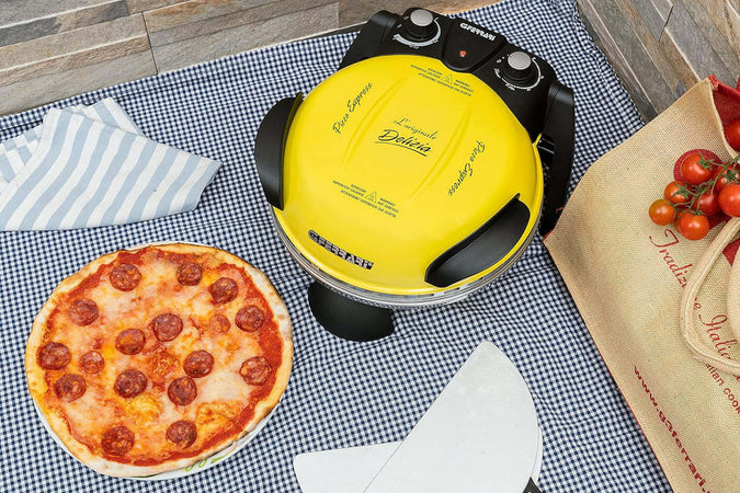 G3 Ferrari G10006 Pizza Express Delizia Forno Pizza 1200 W 400°C Pizza fragrante in 5 minuti Ricettario incluso Giallo