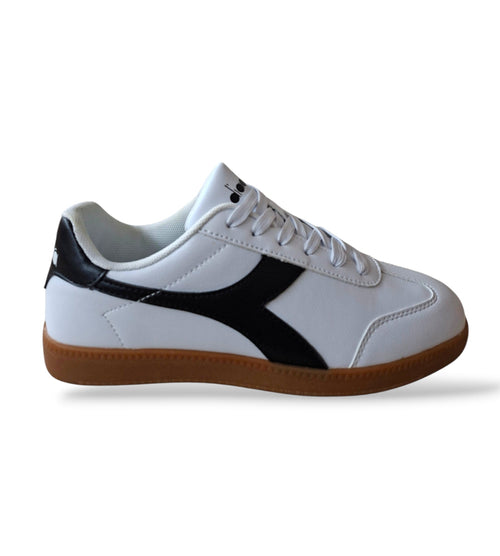 Diadora Kyoto 101.182983 – Sneakers Indoor Ragazzo Bianco Nero | Pelle Sintetica e Laccio | Taglie 36-39