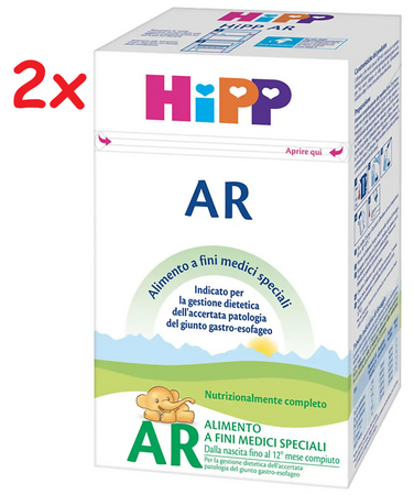 2x HiPP AR Polvere - alimento a fini medici speciali indicato per la gestione dietetica dell'accertata patologia del giunto gastro esofageo - 2 Confezioni da 600gr ciascuna - 1200gr totale