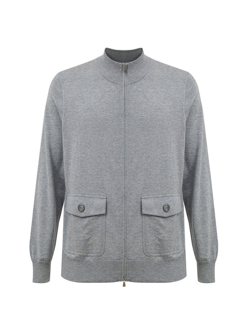 Gran Sasso Maglia Grigia con Zip a Manica Lunga da uomo