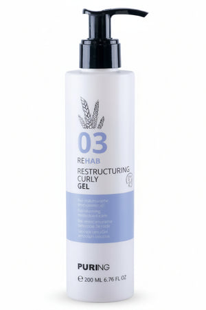 Gel Ricci Ristrutturante Puring Rehab 03 – Gel Definizione Anticrespo con Proteine Seta e Grano, Ricci Elastici Morbidi e Lucenti