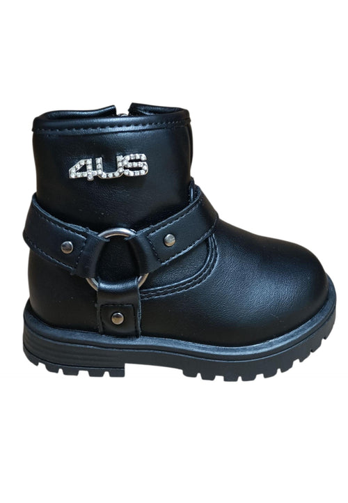 Stivaletti bambino 4US Paciotti Martin nero pelle - Stile elegante con zip laterale