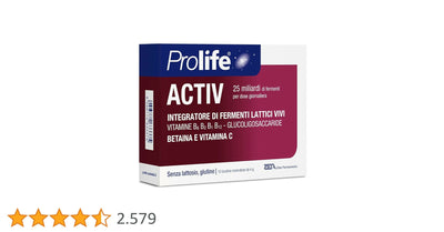 Prolife Activ+ 25miliardi e 4 ceppi - Integratore di probiotici e prebiotico con vitamine e betaina - 10 bustine