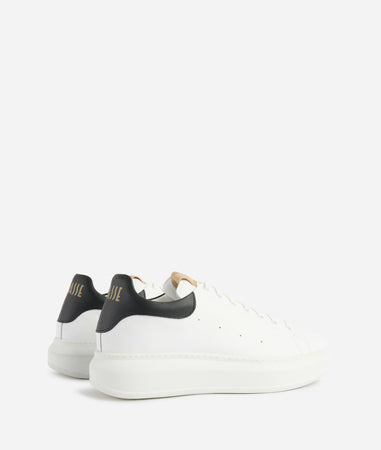 Alviero Martini Uomo Sneakers in pelle liscia con tallone a contrasto Bianche