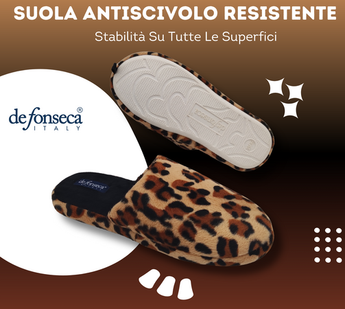 de fonseca Ciabatte Donna Invernali da Casa, Pantofole Calde e Pelose, Pantofola Animalier Leopardata