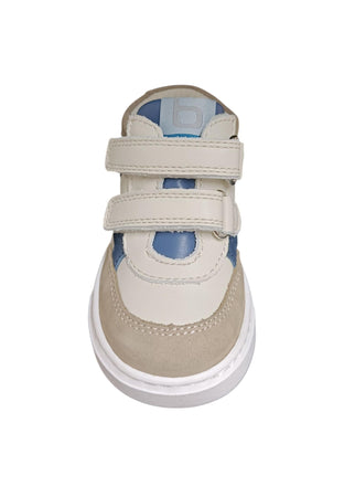 Sneakers primi passi bambino Balducci Cita beige blu pelle - Stile naturale con velcro