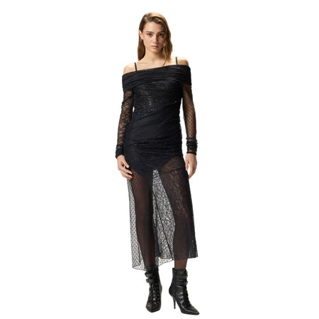 Pinko vestiti casual donna pinko - brucomela abito patch pizzi - nero da donna