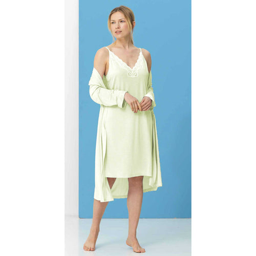 Camicia da notte donna Bisbigli con spalla stretta e pizzo, varianti Mojito e Diamante, Made in Italy