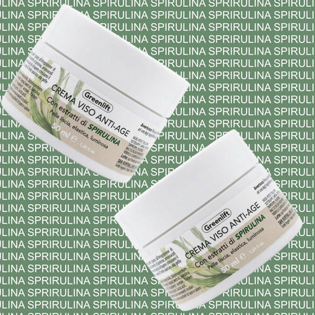 Crema Viso Anti-Age alla Spirulina – 50 ml – Trattamento Idratante e Nutriente per Pelle Liscia, Elastica e Luminosa – Senza Parabeni