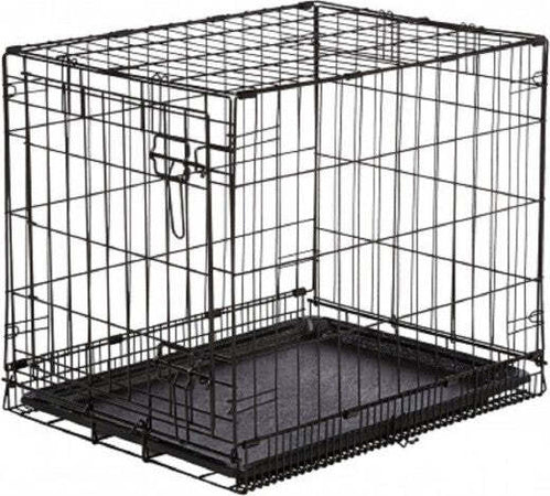 Gabbia-Per-Cani-Cane-In-Metallo-Nero-96-X-84-X-64-Cm-Per-Trasporto-Con-Ruote