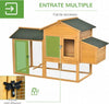 Gabbia-per-Galline-con-Casetta-e-Area-Aperta,-Nido-con-Tetto-Apribile-e-Rete-Metallica,-Pollaio-in-Legno-Giallo,-168x75x103cm-JD7D51-191LD7