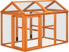 Gabbia-per-Galline-in-Legno-con-Porte-Multiple-e-Rete-in-Metallo,-140x88.5x106cm,-Arancione-HJ8D51-364V00OGHJ8