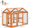 Gabbia-per-Galline-in-Legno-con-Porte-Multiple-e-Rete-in-Metallo,-140x88.5x106cm,-Arancione-HJ8D51-364V00OGHJ8