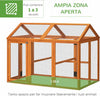 Gabbia-per-Galline-in-Legno-con-Porte-Multiple-e-Rete-in-Metallo,-140x88.5x106cm,-Arancione-HJ8D51-364V00OGHJ8