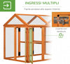 Gabbia-per-Galline-in-Legno-con-Porte-Multiple-e-Rete-in-Metallo,-140x88.5x106cm,-Arancione-HJ8D51-364V00OGHJ8
