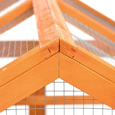 Gabbia-per-Galline-in-Legno-con-Porte-Multiple-e-Rete-in-Metallo,-140x88.5x106cm,-Arancione-HJ8D51-364V00OGHJ8