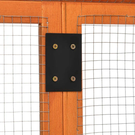 Gabbia-per-Galline-in-Legno-con-Porte-Multiple-e-Rete-in-Metallo,-140x88.5x106cm,-Arancione-HJ8D51-364V00OGHJ8