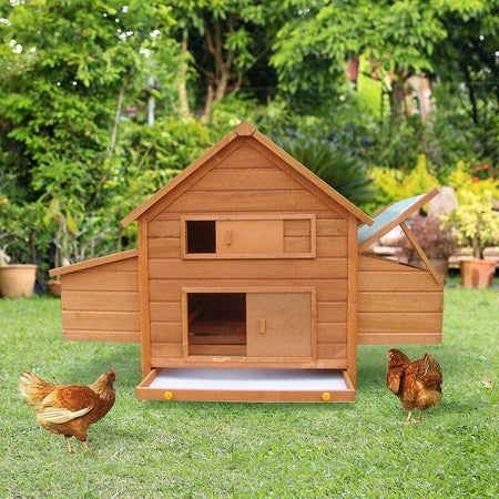 Gabbia-per-Galline-in-Legno-con-Tetto-Impermeabile,-Pollaio-Prefabbricato-da-Esterno,-160x98.5x107cm-NB8D51-014NB8