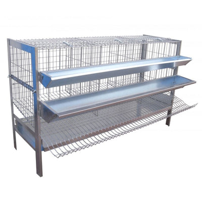 Gabbia zincata per 9 galline ovaiole a 2 piani con mangiatoie ed abbeveratoi