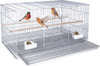 Gabbia-Voliera-Grigia-per-Uccelli-Volatili-Pappagalli-2-Mangiatoie-77.5x46.5x46cm
