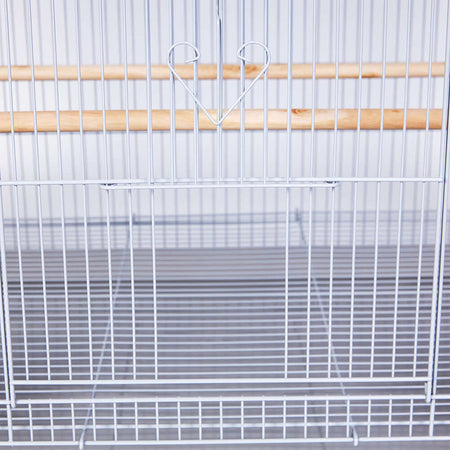 Gabbia-Voliera-Grigia-per-Uccelli-Volatili-Pappagalli-2-Mangiatoie-77.5x46.5x46cm