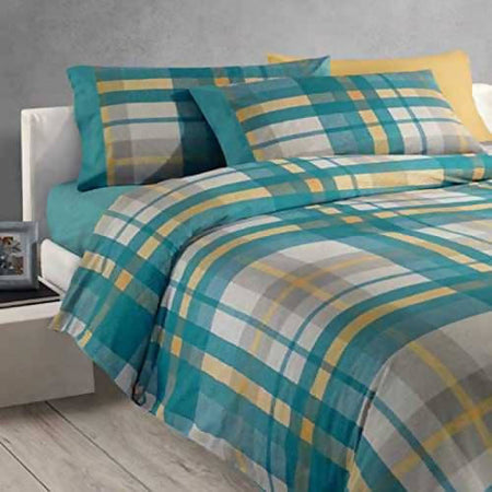 Gabel Completo Lenzuola Letto 1 Piazza E Mezza Scott 180x280 Cm Decorazione a Quadri Casa e cucina/Tessili per la casa/Biancheria da letto/Lenzuola e federe/Set di lenzuola e federe La Bottega del Risparmio - Bari, Commerciovirtuoso.it
