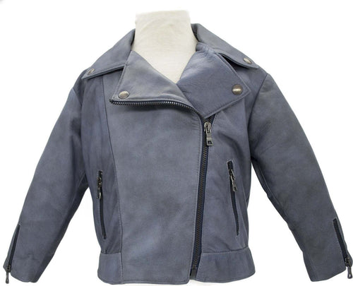 Gaia---Chiodo-Bambina-Blu-in-vera-pelle