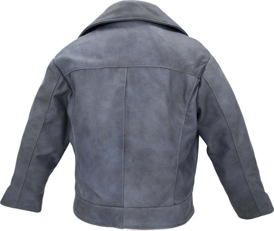 Gaia---Chiodo-Bambina-Blu-in-vera-pelle